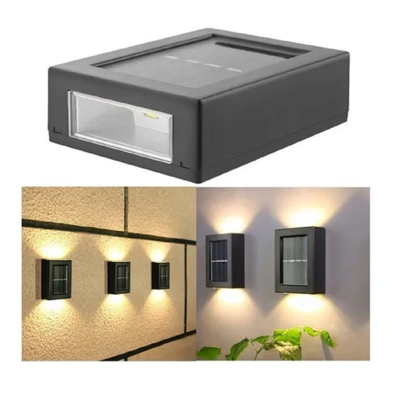 Mini Foco Muro Aplique Led Solar Jardín Exterior 