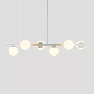 Lustre Pendente Figo Branco - 6 Globos Esfera Vidro Branco