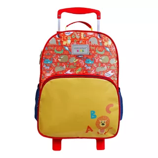 Mochila Infantil Com Rodinhas Infantil Resistente Unissex Desenho Do Tecido Animais