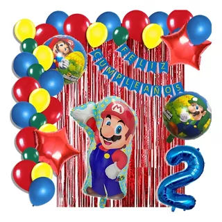 Pack De Globos Mario Bross Fiestas Cumpleaños