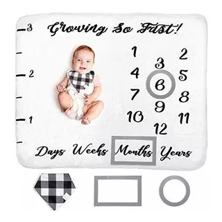 Baby Mensual Milestone Blanket Boy Girl Photo Gift Set Inclu