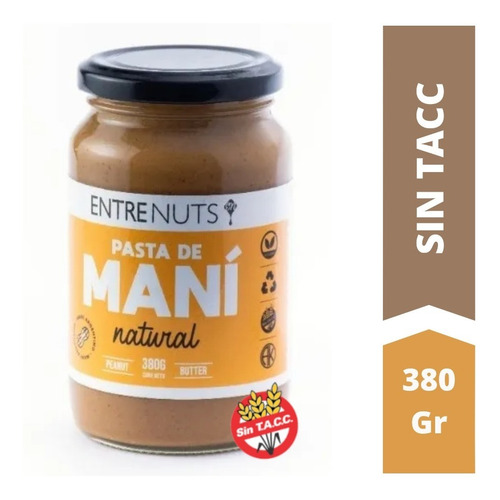 Pasta de maní Entrenuts natural sin tacc 380g