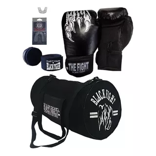  Luva Boxe Muay Thai + Bandagem + Bucal + Bolsa 