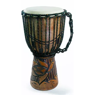 Djembe De Madera Tallada De 40 Cm. De Alto