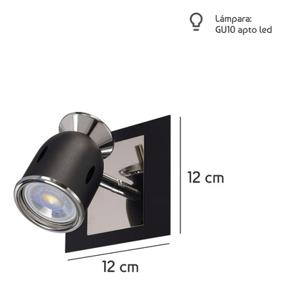 Aplique Niza 1 Luz Negro Apto Led Cabezal Movil Sf
