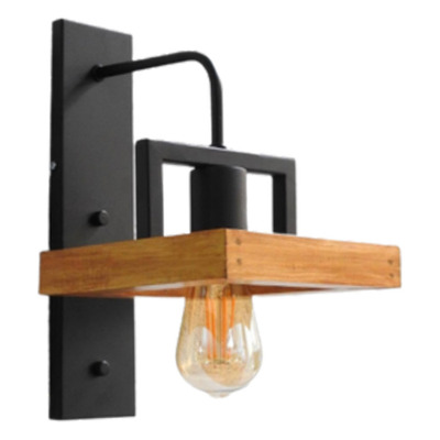 Aplique Pared Woody 115/1a Madera Negro Industrial Apto Led