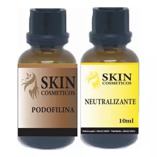 Podofilina 35% 10ml + Neutralizante Tratamentos Verrugas Hpv
