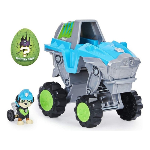 Paw Patrol Vehiculo Dino Rescue Rexs Con Figura Color Azul Personaje Rex