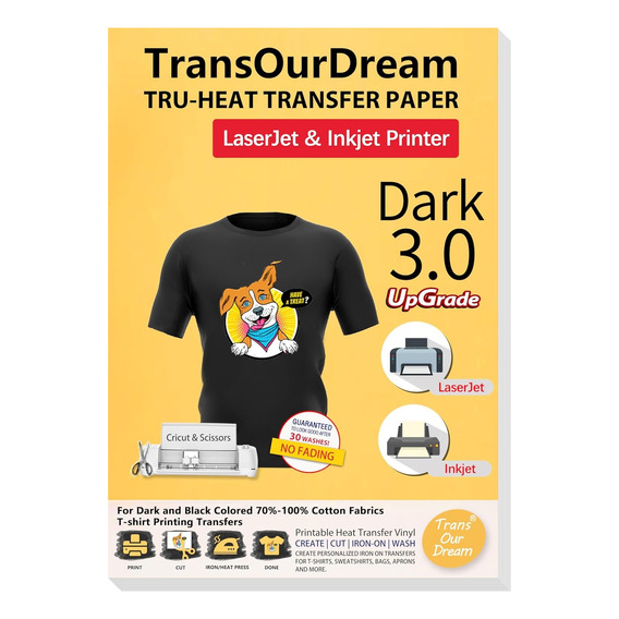 Transourdream Real Papel Transfer Tela Oscura1.0 A4 20 Hojas