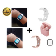Relogio Smartwatch Feminino Rosa + Fone Bluetooth + 2brindes
