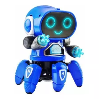Robo Aranha Azul Dança Brinquedo Som Luz Menino Menina