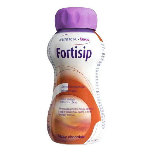 Suplemento en líquido Nutricia Bagó  Fortisip vitaminas sabor chocolate en botella de 200mL