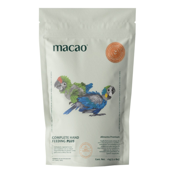 Papilla Para Guacamayas Y Loros Grises Macao Premium 1 Kilo