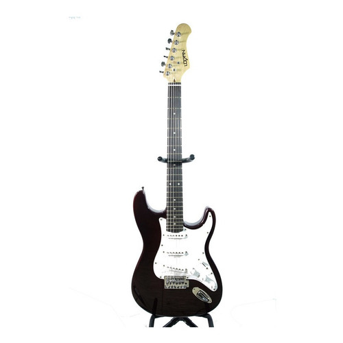 Guitarra Eléctrica Logan Tipo Stratocaster Vino Color Bordó Material del diapasón Palo de rosa Orientación de la mano Diestro