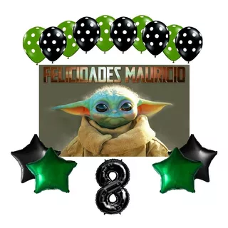 Baby Yoda Mandalorian Decoración Fiesta Globos Lona Yoda