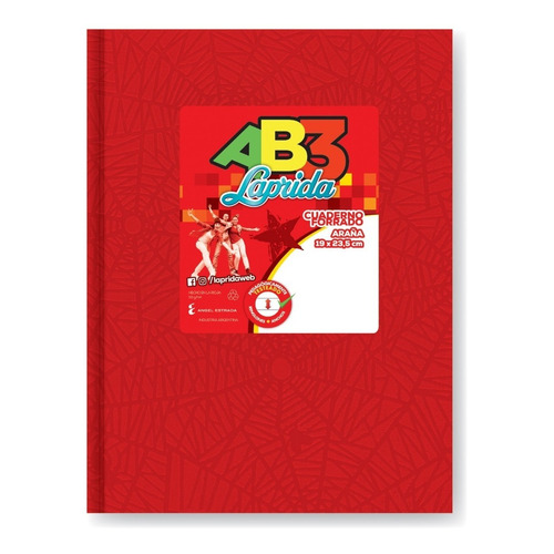Cuaderno Laprida Ab3 Abc Tapa Dura Araña X 50 Hjs Rayadas Color Rojo