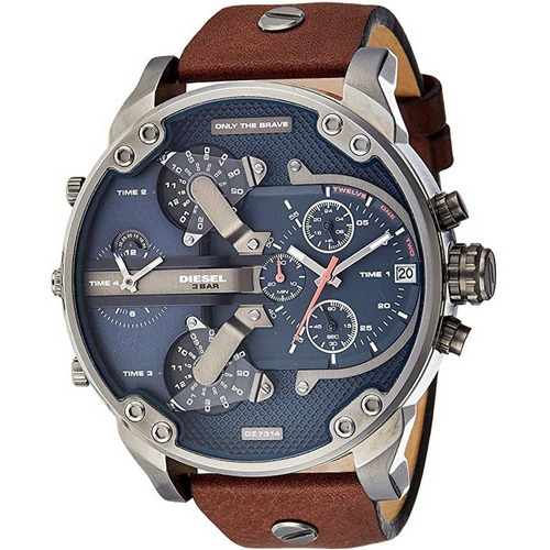 Reloj para hombre Diesel modelo Dz7314 de cuero marrón y azul