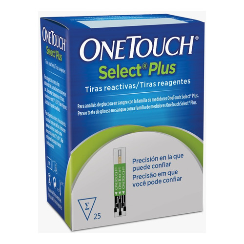 Tiras de reactivo de glucosa One Touch Select Plus, 25 unidades