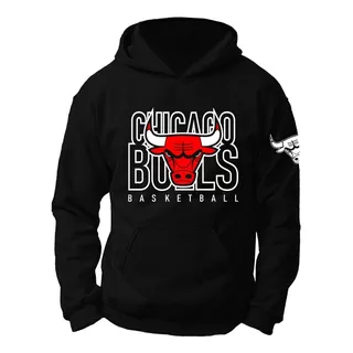 Sudadera Chicago Bulls, Negra Toros De Chicago 