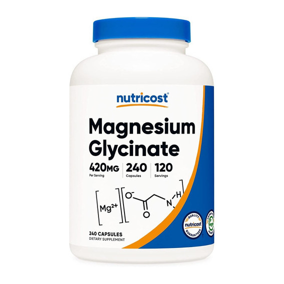 Magnesium Glycinate 240 Cap. - Nutricost Sabor Sin Sabor