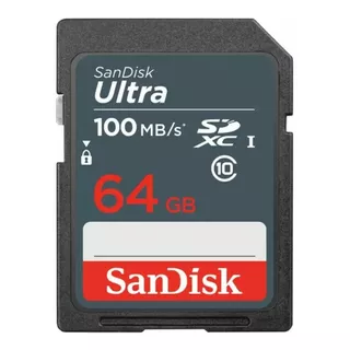 Cartão De Memória Sandisk Ultra 64gb 100mb/s Full Hd Sdxc Sdsdunr-064g-gn3in Classe 10