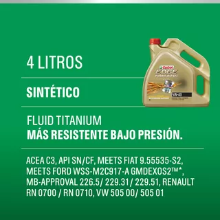 Aceite Castrol Edge Turbo Diesel 5w 40 Auto Lub Sintetico 4l