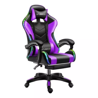 Silla Gamer Con Luz Rgb Reposapiés Y Masajeador Reclinable