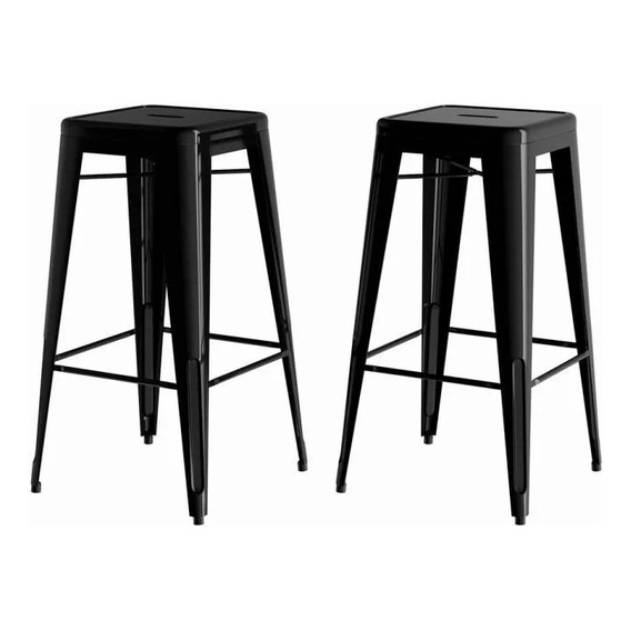 Banqueta Taburete Tolix Metal 76cm X2 Color Negro