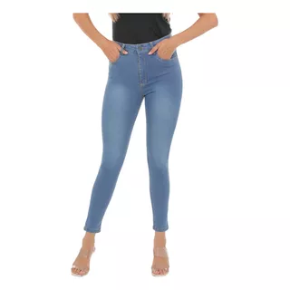 Calça Jeans Feminina Azul Claro Elastano Modela 
