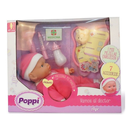 Muñeca Bebote Poppi Vamos Al Doctor + Accesorios Luz Y Habla