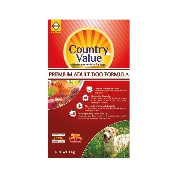 Country Value Adult Formula 7.5Kg Alimento Premium Para Perro Adulto Todos Los Tamaños A Base De Cerdo, Pollo, Arroz, Pescado Y Remolacha, Omega Y 21% Proteína Animal Libre De Soya Alta Digestibilidad