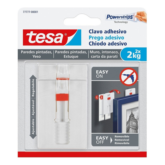 Clavo Adhesivo Ajustable Tesa Pared Pintada 2kg X2und