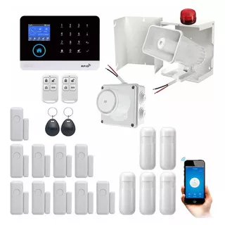Alarma Wifi Casa Negocio 15 Sensores Rf Gabinete Sirena 30w