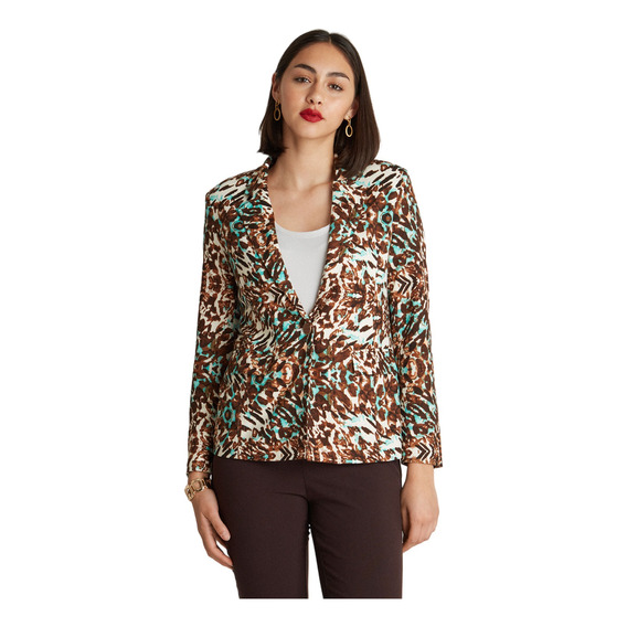 Blazer De Lanilla Estampado Esmeralda