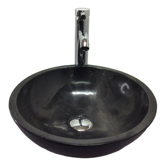 Mp Lavabo Ovalin Marmol Negro Redondo Sobreponer 30*30cm