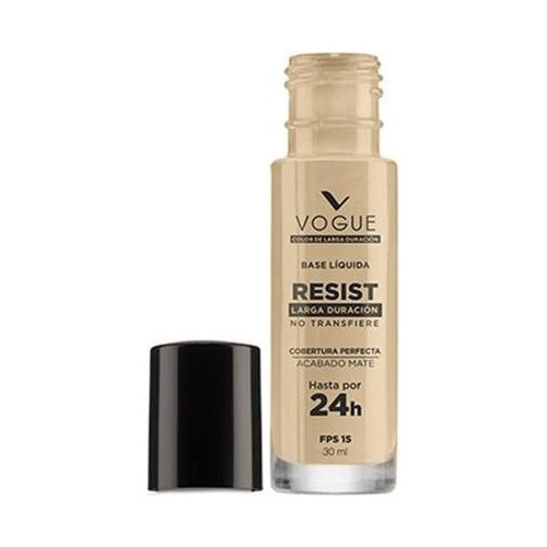 Base de maquillaje líquida Vogue Resist Resist Larga duración Base líquida Resist tono porcelana - 30mL 30g
