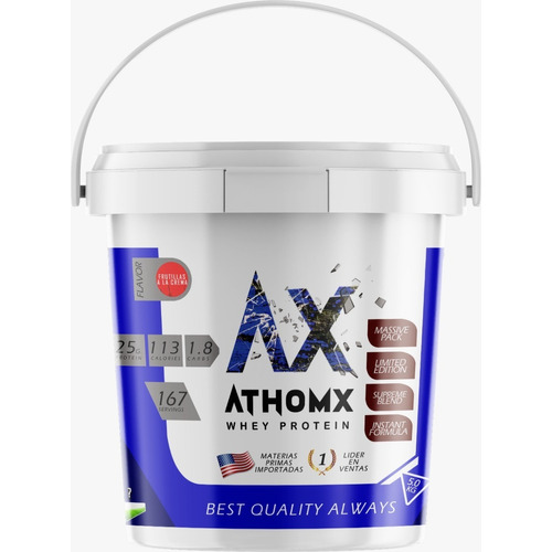 Suplemento en polvo AthomX  Whey Protein proteínas sabor crema de fresa en balde de 5kg