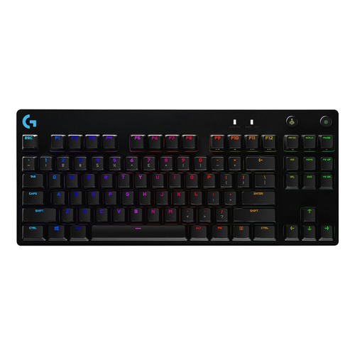Teclado gamer Logitech G Pro Series G Pro QWERTY GX Blue Clicky inglés US color negro con luz RGB