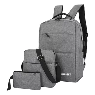 Pack Mochila Kaeroshy D´albert + Cartuchera + Morral Gris