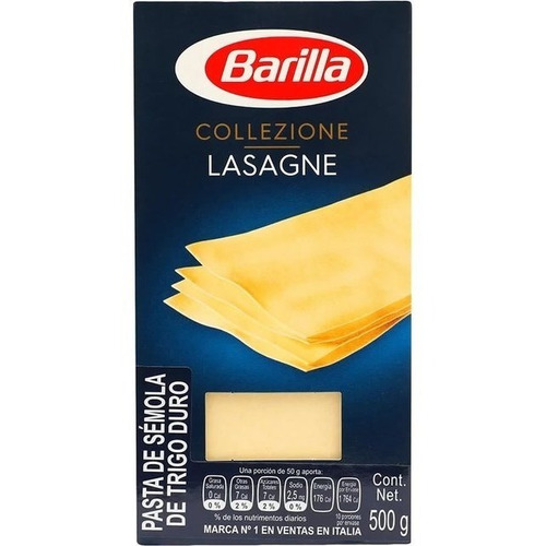 Lasagne Barilla Pasta Italiana Fideos Importados 500 Grs