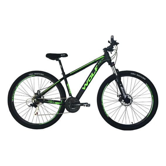 Mountain bike Wolfbike MTB Wolf  2023 R29 S 21v frenos de disco mecánico color negro/verde  