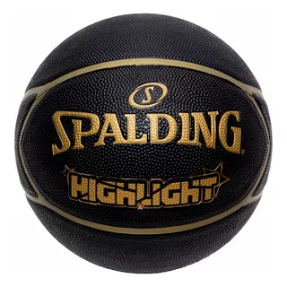 Bola De Basquete Spalding - Highlight Star - Borracha Cor Preto/dourado