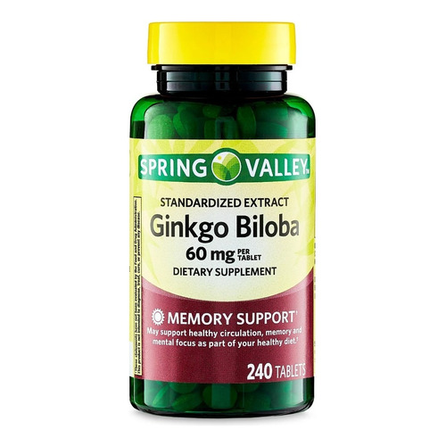 Ginkgo Biloba 60 Mg 240 Caps Ayuda Memoria Reduce Fatiga Spv Sabor Neutro