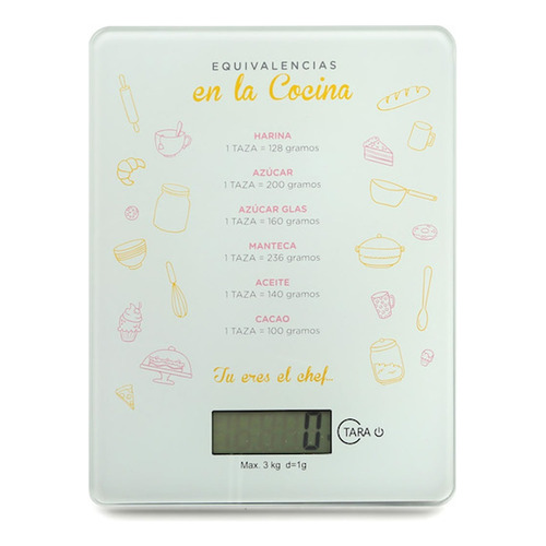 Balanza Electronica Digital De Cocina 3 Kilos Alta Precision Color Blanco