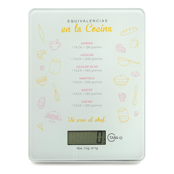 Balanza Electronica Digital De Cocina 3 Kilos Alta Precision Color Blanco