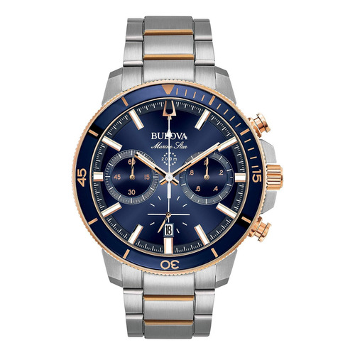 Reloj Bulova 98b301 Men's Marine Star 'serie C' Cronogro Color de la correa Negro Color del bisel Acero inoxidable Color del fondo Azul