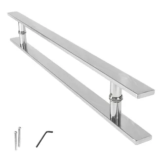 Puxador Inox Polido Porta Pivotante Pé Redondo 100cm 40x10