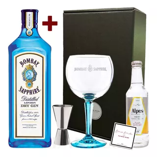 Regalo Gin Bombay Sapphire 750ml + Copón + Jigger En Cofre 