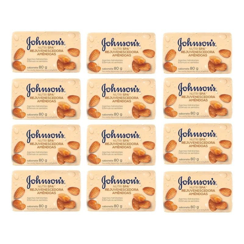 Kit 12 Sabonete Em Barra Nutri Spa Amêndoas Johnson's 80g Kit 12 Sabonete Em Barra Nutri Spa Amêndoas Johnson's 80g