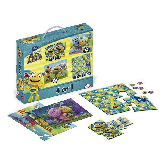 Puzzle 4 En 1 Infantil Valija Memo Henry Monstruito Hm129